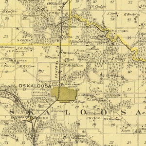 Vintage Map of Mahaska County, Iowa 1875