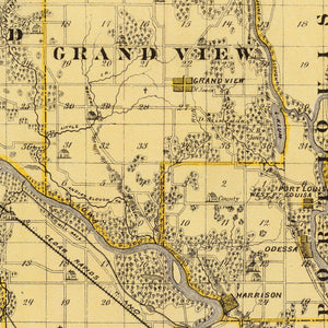 Vintage Map of Louisa County, Iowa 1875