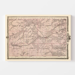 Vintage Map of Monroe County, Iowa 1875