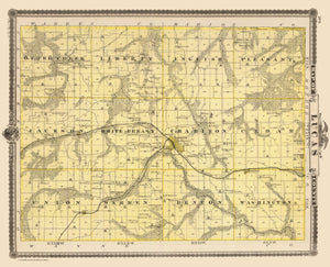 Vintage Map of Lucas County, Iowa 1875