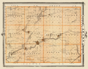 Vintage Map of Adams County, Iowa 1875
