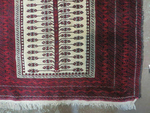 3' X 5' Antique Handmade Turkoman Balouchi Prayer Wool Rug Khamesh