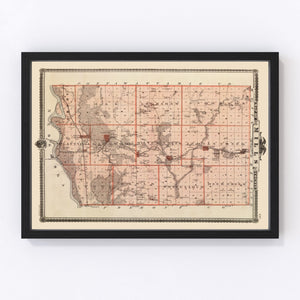 Vintage Map of Mills County, Iowa 1875