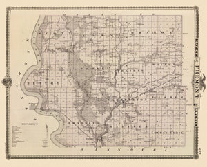 Vintage Map of Fremont County, Iowa 1875