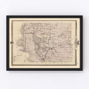 Vintage Map of Fremont County, Iowa 1875