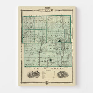 Vintage Map of Page County, Iowa 1875
