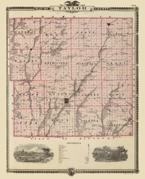 Vintage Map of Taylor County, Iowa 1875
