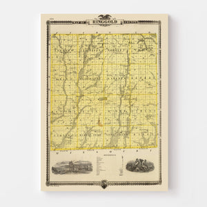 Vintage Map of Ringgold County, Iowa 1875