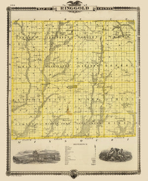 Vintage Map of Ringgold County, Iowa 1875