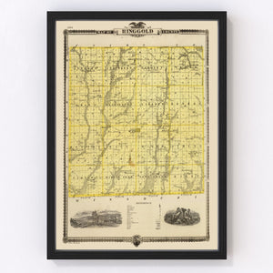 Vintage Map of Ringgold County, Iowa 1875