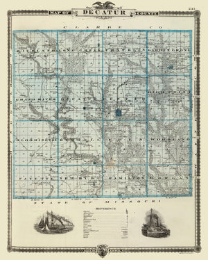 Vintage Map of Decatur County, Iowa 1875