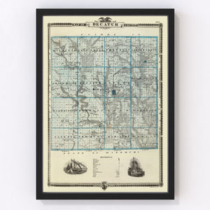 Vintage Map of Decatur County, Iowa 1875