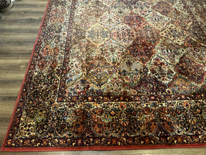 Square Karastan Multicolor Panel Kirman Rug #717, Rare Size 8.8 x 8.8, Original 700 Series, Wool