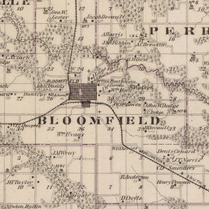 Vintage Map of Davis County, Iowa 1875