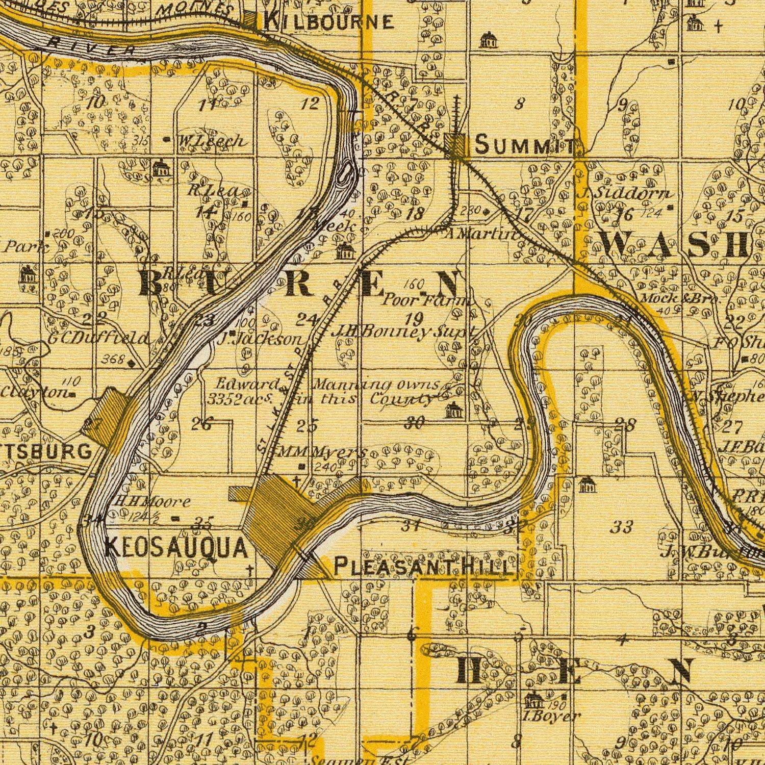Vintage Map of Van Buren County, Iowa 1875