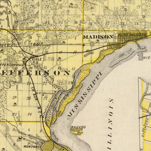 Vintage Map of Lee County, Iowa 1875