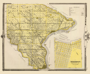 Vintage Map of Lee County, Iowa 1875
