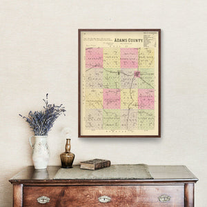 Vintage Map of Adams County, Nebraska 1885