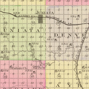 Vintage Map of Adams County, Nebraska 1885
