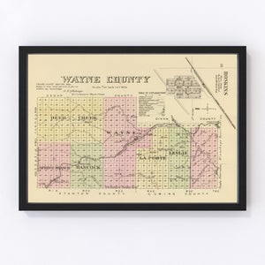 Vintage Map of Wayne County, Nebraska 1885