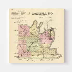 Vintage Map of Dakota County, Nebraska 1885