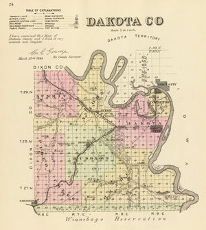 Vintage Map of Dakota County, Nebraska 1885