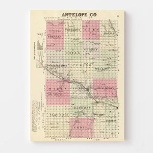 Vintage Map of Antelope County, Nebraska 1885