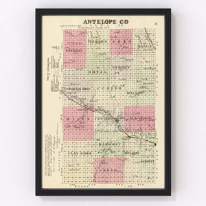 Vintage Map of Antelope County, Nebraska 1885