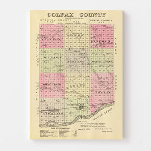 Vintage Map of Golfax County, Nebraska 1885