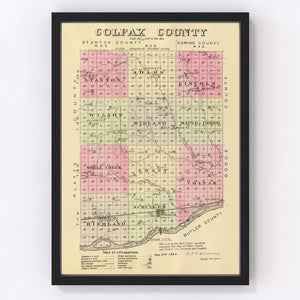 Vintage Map of Golfax County, Nebraska 1885