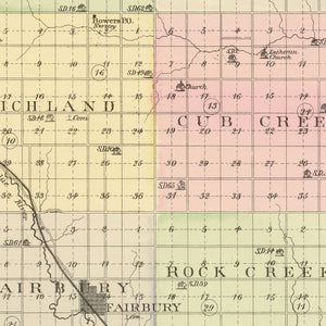 Vintage Map of Jefferson County, Nebraska 1885