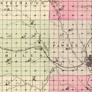 Vintage Map of Pawnee County, Nebraska 1885