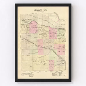 Vintage Map of Holt County, Nebraska 1885