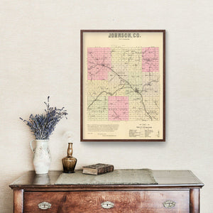Vintage Map of Johnson County, Nebraska 1885