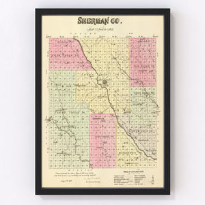 Vintage Map of Sherman County, Nebraska 1885