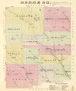 Vintage Map of Boone County, Nebraska 1885