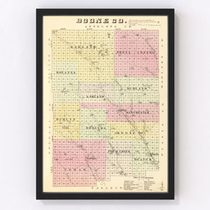 Vintage Map of Boone County, Nebraska 1885
