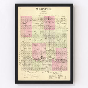 Vintage Map of Webster County, Nebraska 1885