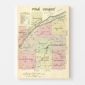 Vintage Map of Polk County, Nebraska 1885