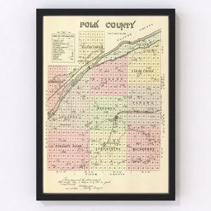 Vintage Map of Polk County, Nebraska 1885