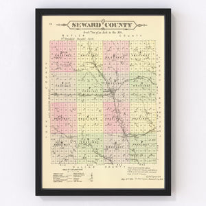 Vintage Map of Seward County, Nebraska 1885