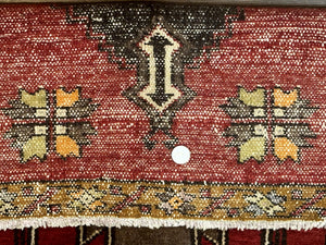 Turkish Yastik Rug 2x3, Geometric Medallion, Small Turkish Wool Rug, Red