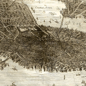 Vintage Map of Boston, Massachusetts 1870