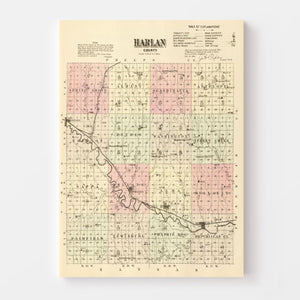 Vintage Map of Harlan County, Nebraska 1885