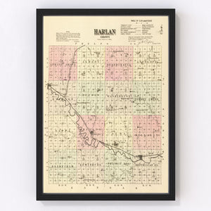 Vintage Map of Harlan County, Nebraska 1885