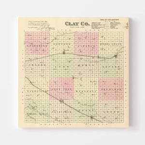 Vintage Map of Clay County, Nebraska 1885