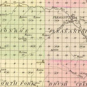 Vintage Map of Saline County, Nebraska 1885