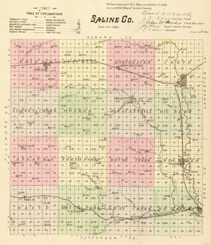Vintage Map of Saline County, Nebraska 1885