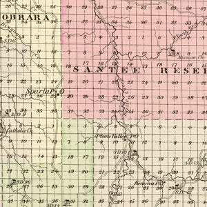 Vintage Map of Knox County, Nebraska 1885