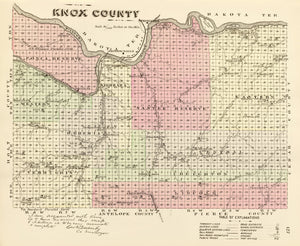 Vintage Map of Knox County, Nebraska 1885